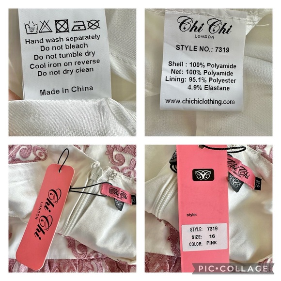 Chi Chi London NEW Pink Halter Dress Tulle Embroidered Overlay Damask Size 16 - Picture 11 of 16